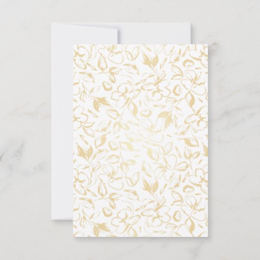 Handgetekende Bloemen Goud en Wit Save the Date (Achterkant)