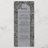 handgetekende bloemen, grijze bloemmenu of prijsli menu (Voorkant)