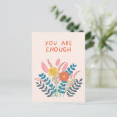 Handgetekende Bloemen Je bent genoeg Briefkaart (Staand voorkant)