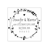 Handgetekende bloemenkrans retouradres rubberstempel (Afrduk)