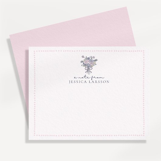 Handgetekende bloemetjes, gestippeld lijst een bri kaart