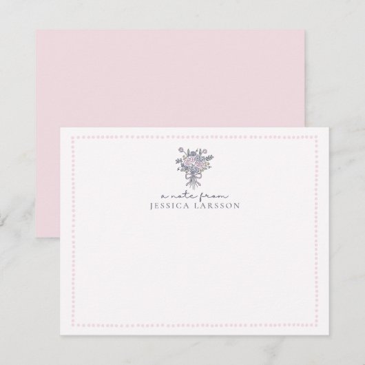 Handgetekende bloemetjes, gestippeld lijst een bri kaart (Voorkant / Achterkant)