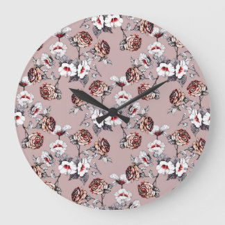 Handgetekende bloemetjes, roze waterverf. grote klok