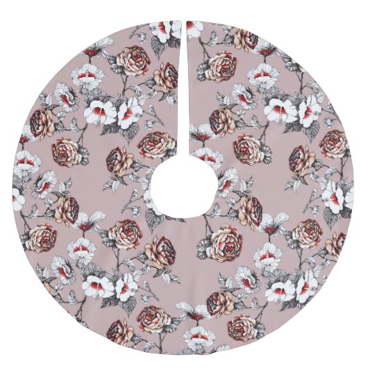 Handgetekende bloemetjes, roze waterverf. kerstboom rok (Voorkant)