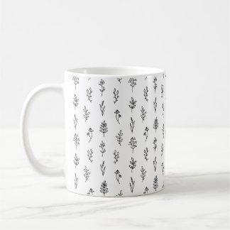 Handgetekende bloemmotief mok – Cute botanische ku