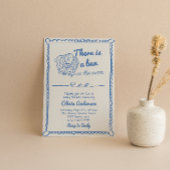 Handgetekende Blue Bun in het Oven Boy Baby shower Kaart