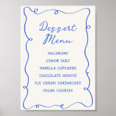 Handgetekende Blue Lijst Dessert Menu Poster (Voorkant)