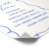 Handgetekende Blue Lijst Dessert Menu Poster (Hoek)