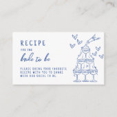 Handgetekende Blue Vrijgezellenfeest Recept Informatiekaartje (Voorkant)