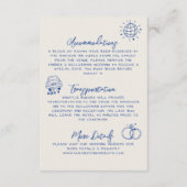 Handgetekende Blue Wedding Details Informatiekaartje (Achterkant)