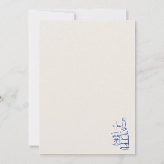 Handgetekende Blue Wedding Save The Date (Achterkant)