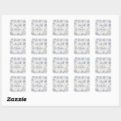 Handgetekende  Blue Wedding Vierkante Sticker (Vel)