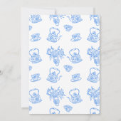 Handgetekende Blue Whimsical Tea Vrijgezellenfeest Kaart (Achterkant)