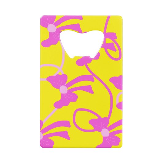 Handgetekende Bogen Roze Gele Lovers Creditkaart Flessenopener (Voorkant)