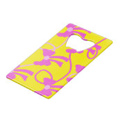 Handgetekende Bogen Roze Gele Lovers Creditkaart Flessenopener (Voorkant Gekanteld)