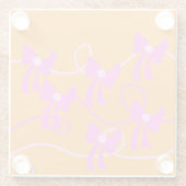 Handgetekende Bogen Roze Gele Lovers Glazen Onderzetter (Achterkant)