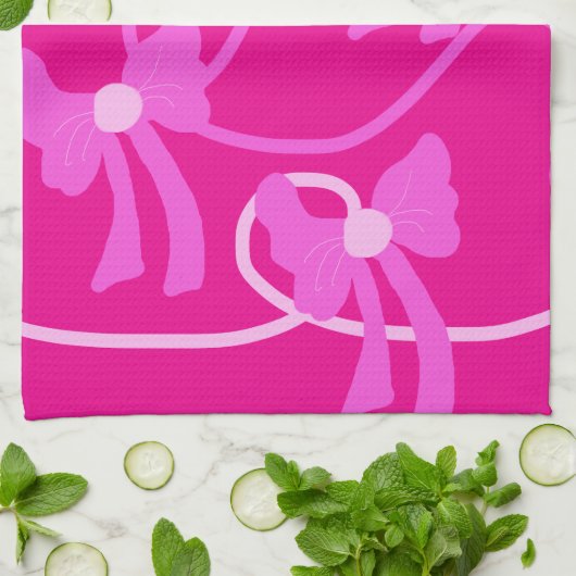 Handgetekende Bogen Roze Gele Lovers Theedoek (Gevouwen)