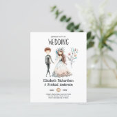 Handgetekende Boho bruid bruidegom Schattigee brui (Staand voorkant)