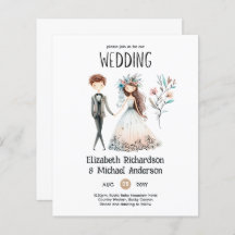 Handgetekende Boho bruid bruidegom Schattigee brui