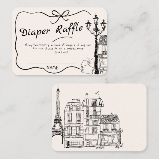 Handgetekende Bonjour Bebe Frans Baby shower Informatiekaartje (Voorkant / Achterkant)