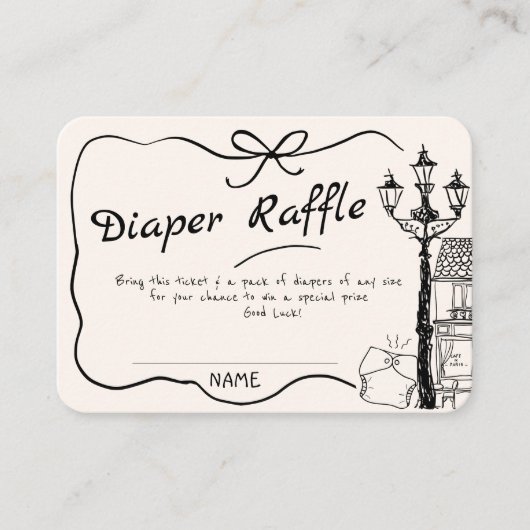 Handgetekende Bonjour Bebe Frans Baby shower Informatiekaartje (Voorkant)