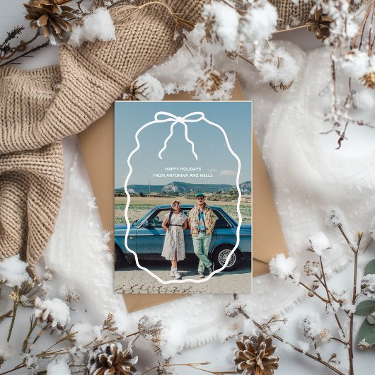 Handgetekende boogframe Aangepaste foto kerstkaart Kaart