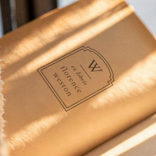 Handgetekende boogframe monogram Ex Libris-boek Rubberstempel
