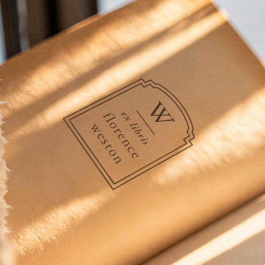 Handgetekende boogframe monogram Ex Libris-boek Rubberstempel