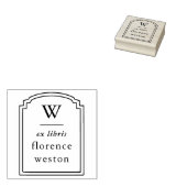 Handgetekende boogframe monogram Ex Libris-boek Rubberstempel (Gestempeld)