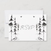 Handgetekende bos- en bergbestemming bruiloft RSVP kaartje (Voorkant)