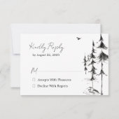 Handgetekende bos- en bergbestemming bruiloft RSVP kaartje (Achterkant)