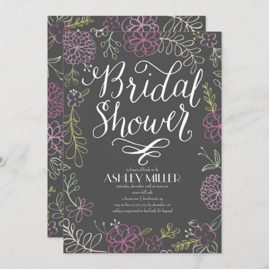 Handgetekende Botanicals | Bruidsuitnodiging Kaart (Voorkant / Achterkant)