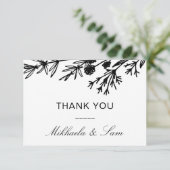 Handgetekende botanische bladeren Hartelijk dank Kaart (Staand voorkant)