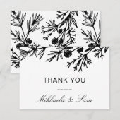 Handgetekende botanische bladeren Hartelijk dank Kaart (Voorkant / Achterkant)
