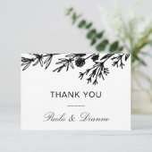 Handgetekende botanische bladeren Hartelijk dank Kaart (Staand voorkant)