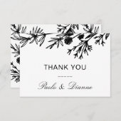 Handgetekende botanische bladeren Hartelijk dank Kaart (Voorkant / Achterkant)