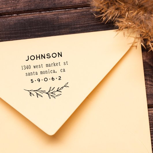 Handgetekende botanische bladeren op maat retourad rubberstempel