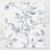 Handgetekende botanische bladeren op zacht blauw wijn etiket (Enkel label)