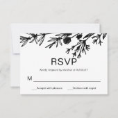Handgetekende botanische bladeren RSVP-kaart Kaart (Voorkant)