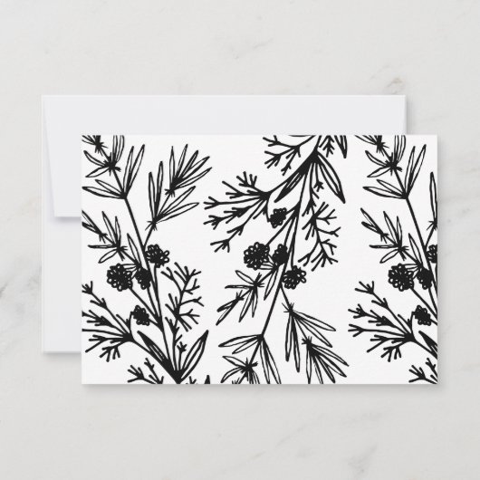 Handgetekende botanische bladeren RSVP-kaart Kaart (Achterkant)