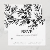 Handgetekende botanische bladeren RSVP-kaart Kaart (Voorkant / Achterkant)