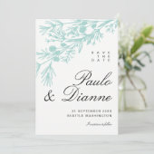 Handgetekende Botanische Bladeren Save the Date Kaart (Staand voorkant)