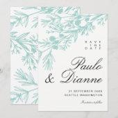 Handgetekende Botanische Bladeren Save the Date Kaart (Voorkant / Achterkant)