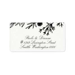 Handgetekende botanische bladeren Weddenschapsadre Etiket