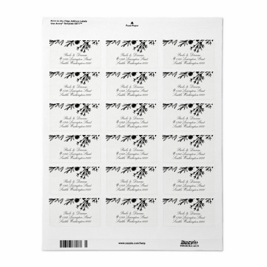 Handgetekende botanische bladeren Weddenschapsadre Etiket (Full Sheet)