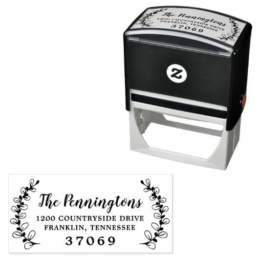 Handgetekende botanische bladtak  zelfinktende stempel (In situ)