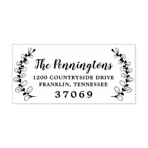 Handgetekende botanische bladtak zelfinktende stempel