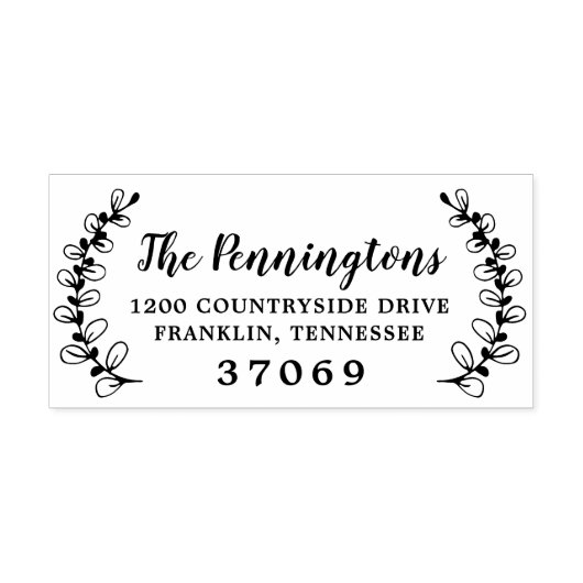 Handgetekende botanische bladtak  zelfinktende stempel (Design)