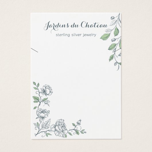 Handgetekende botanische Franse displaykaart voor  Visitekaartje (Voorkant)
