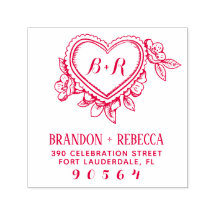 Handgetekende Botanische Hart Initialen Retouradre